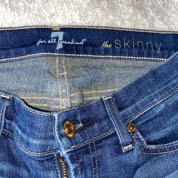 7 FOR ALL MANKIND Skinny Mid-rise Blue Jeans - Picture 4 of 6